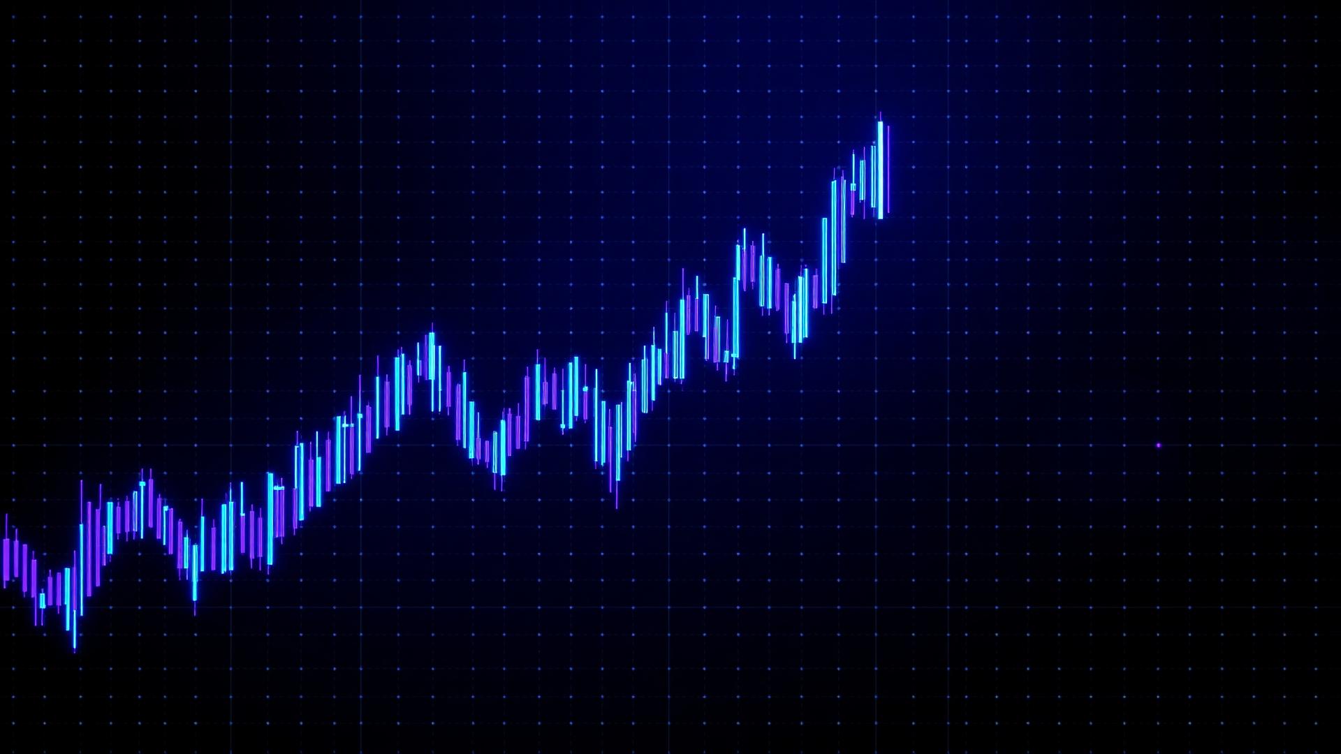 Neon candlestick chart visualisation